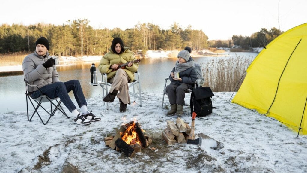 family camping in cold