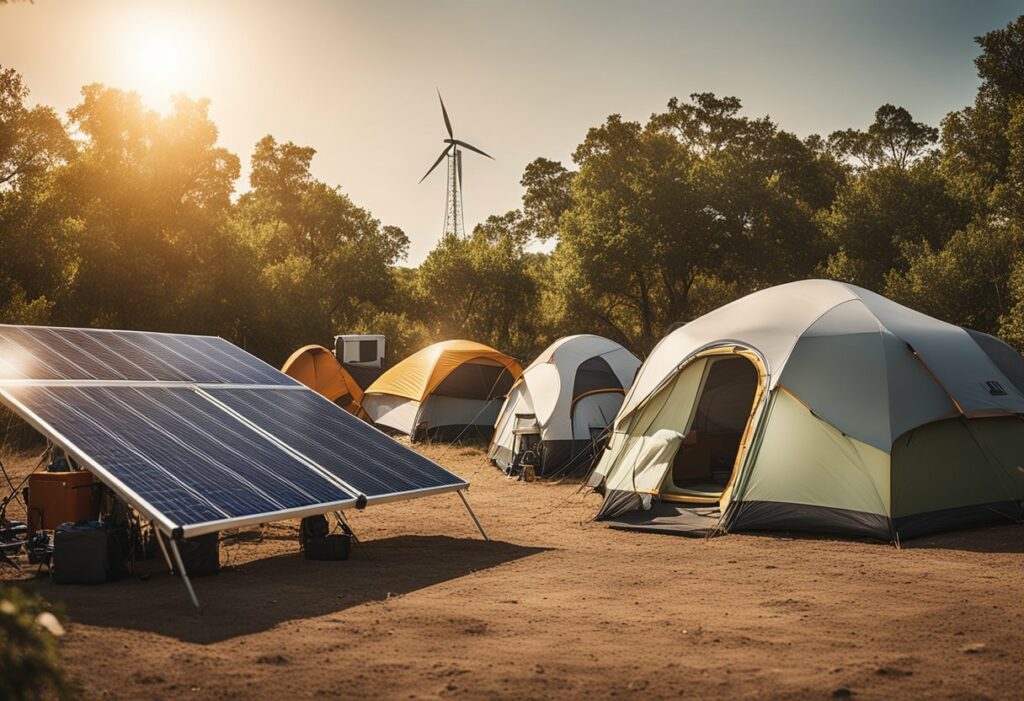 campsite with solar panels