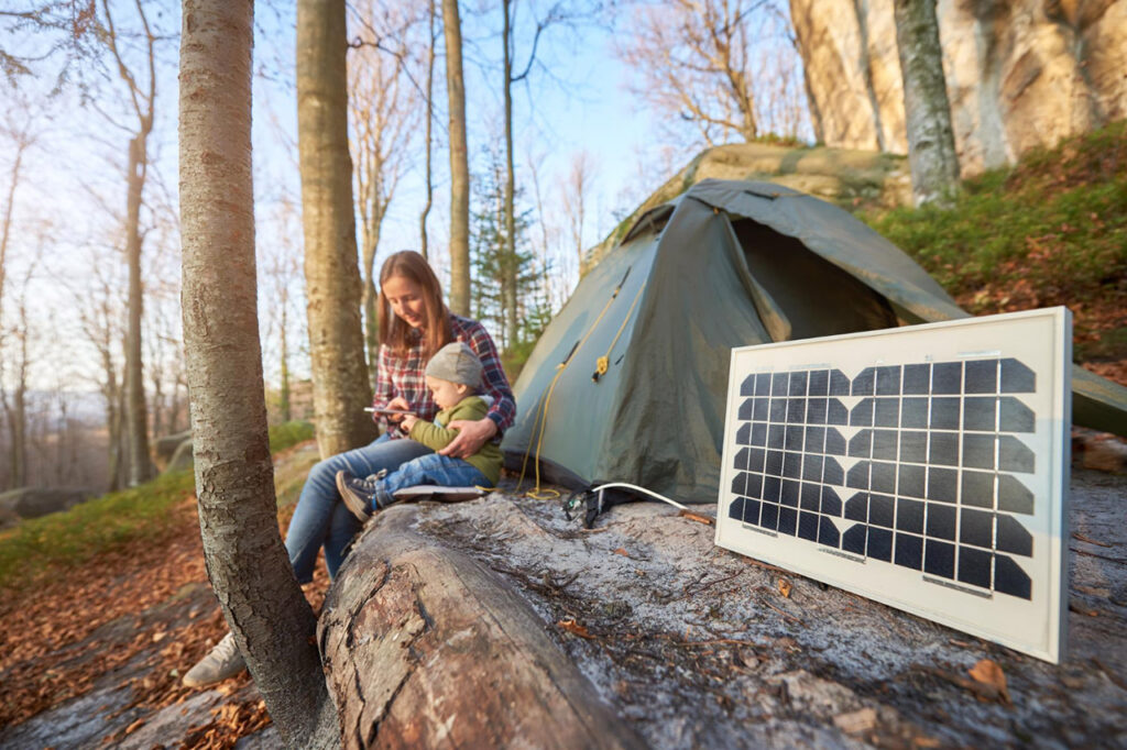 solar panel at campsite